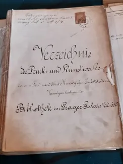 Titulní list soupisu fondu palácové knihovny Kinských v Praz